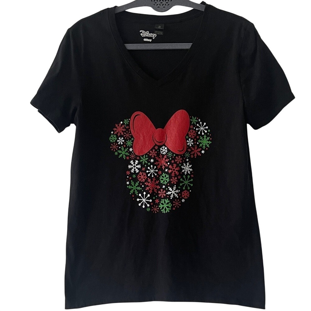 Disney Gildan Black Minnie Mouse Christmas Holiday‎ T Shirt Medium